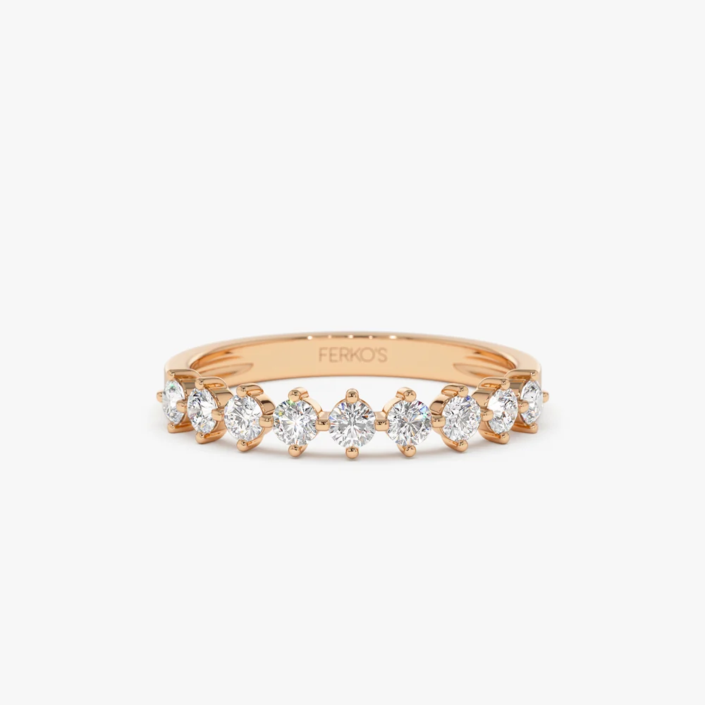 0.50 ctw 14k Nine Stone Prong Setting Lab Grown Round Diamond Ring - Rania - Image 7