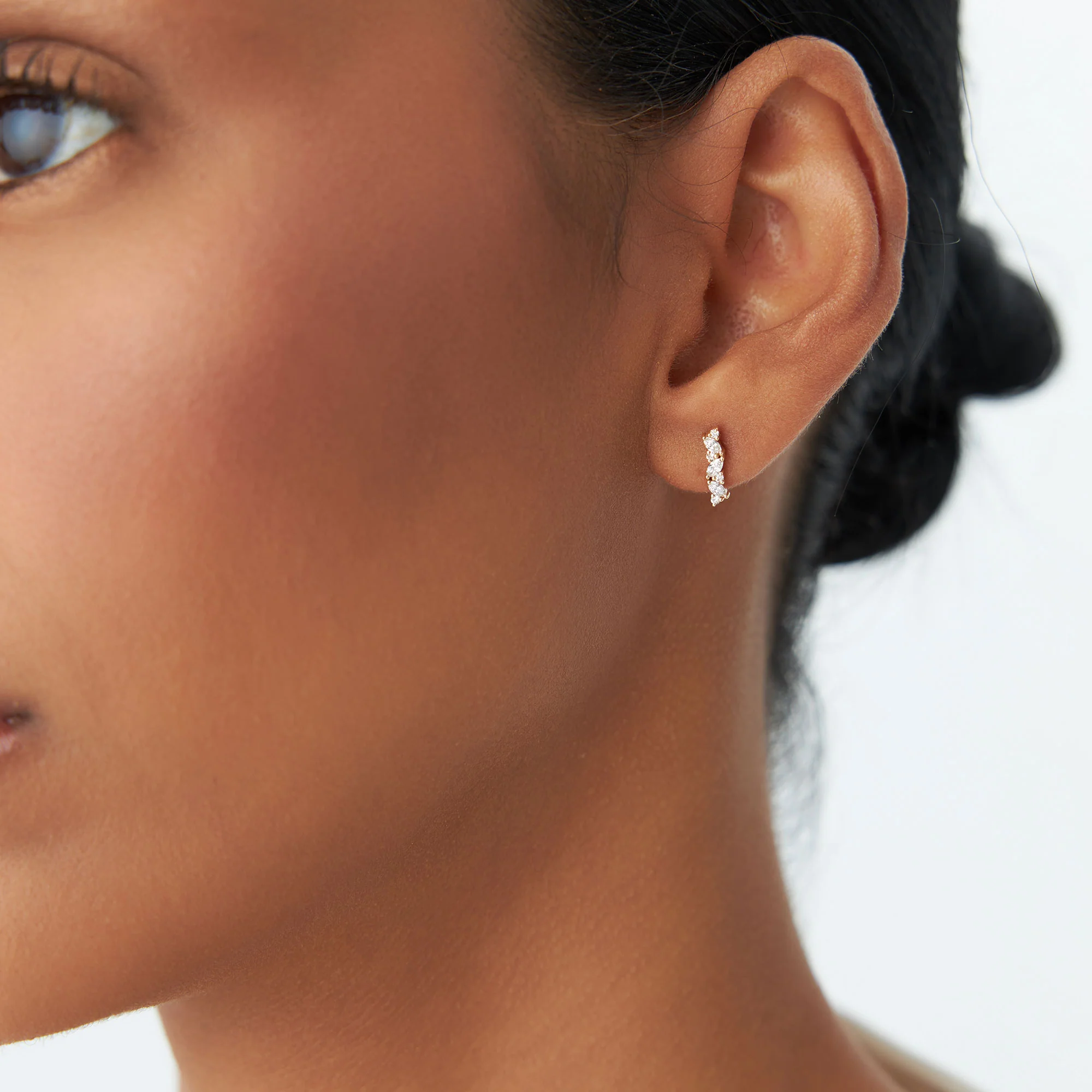 14K Gold Alternating Marquise and Round Diamond Studs - Image 4