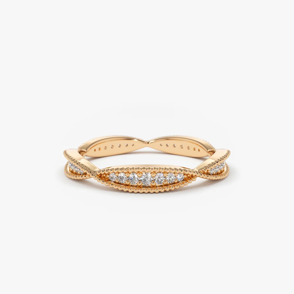 14K Gold Art Deco Graduating Diamond Full Eternity Ring - Image 4