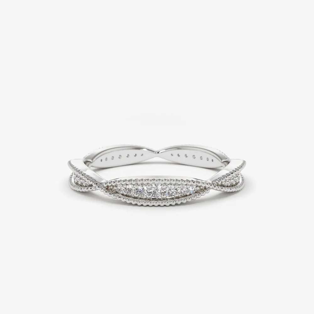 14K Gold Art Deco Graduating Diamond Full Eternity Ring - Image 5