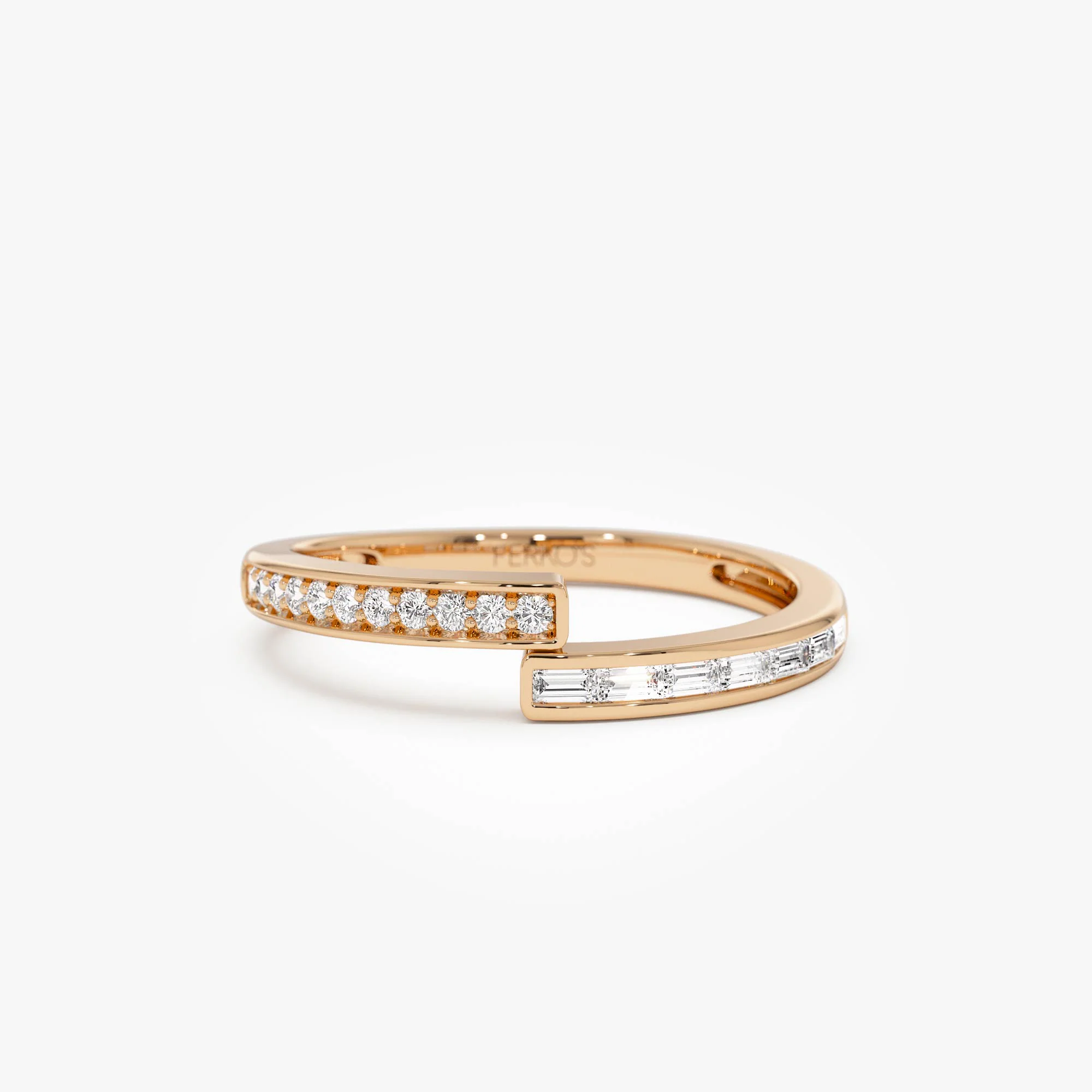 14k Baguette and Round Diamond Crossover Ring - Image 6