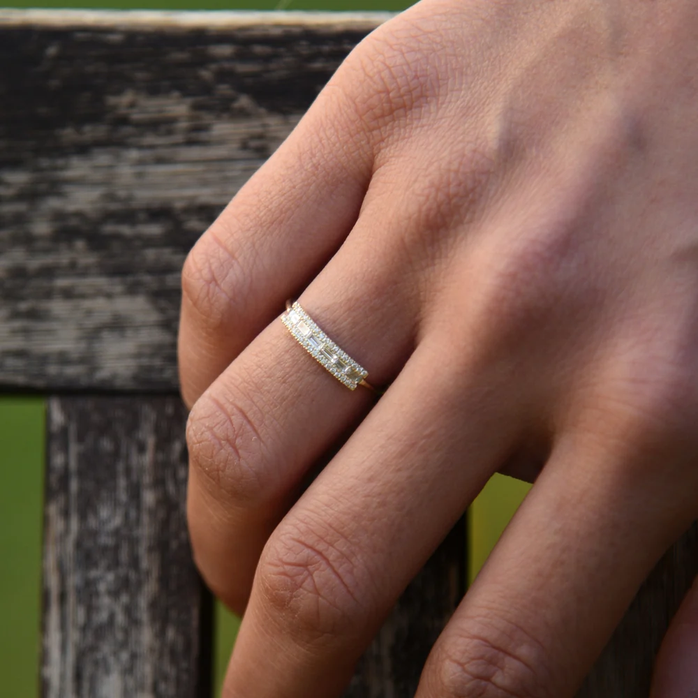 14K Gold Horizontal Baguette Diamond Ring - Image 6