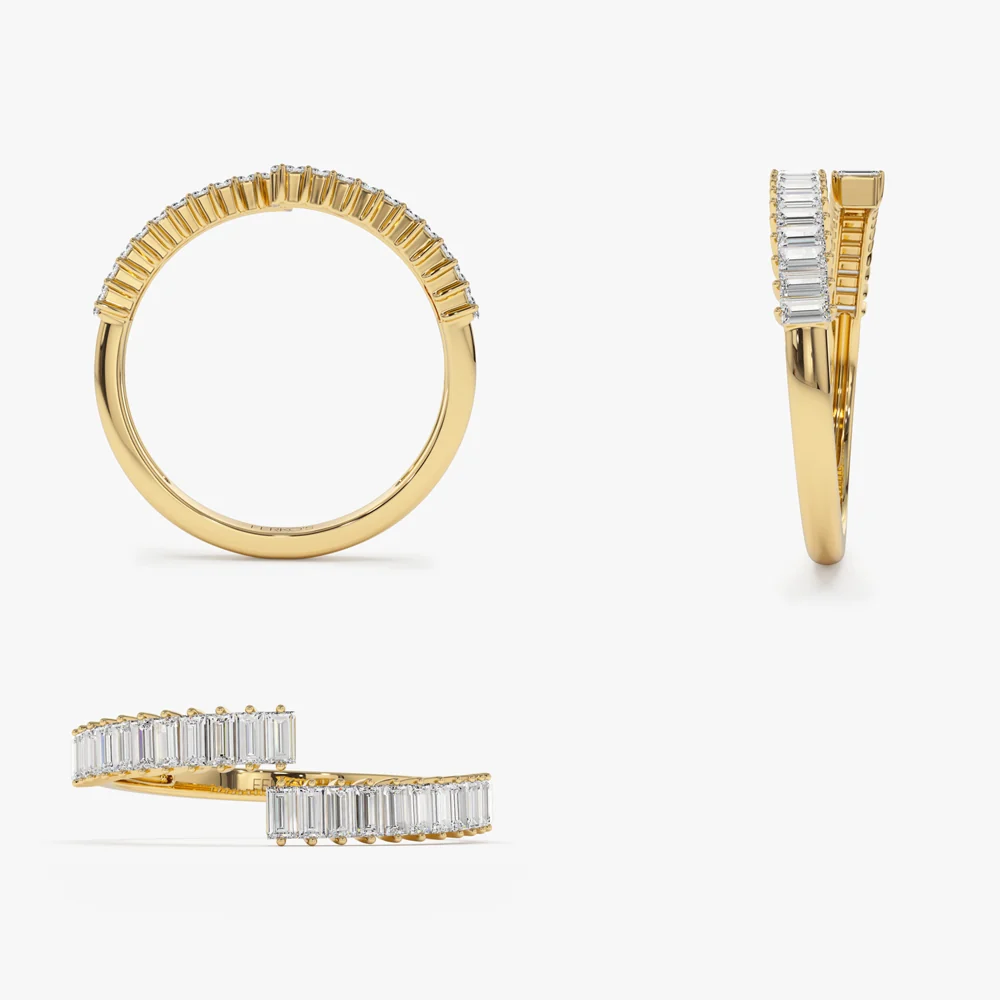 14k Baguette Diamond Bypass Ring - Image 9
