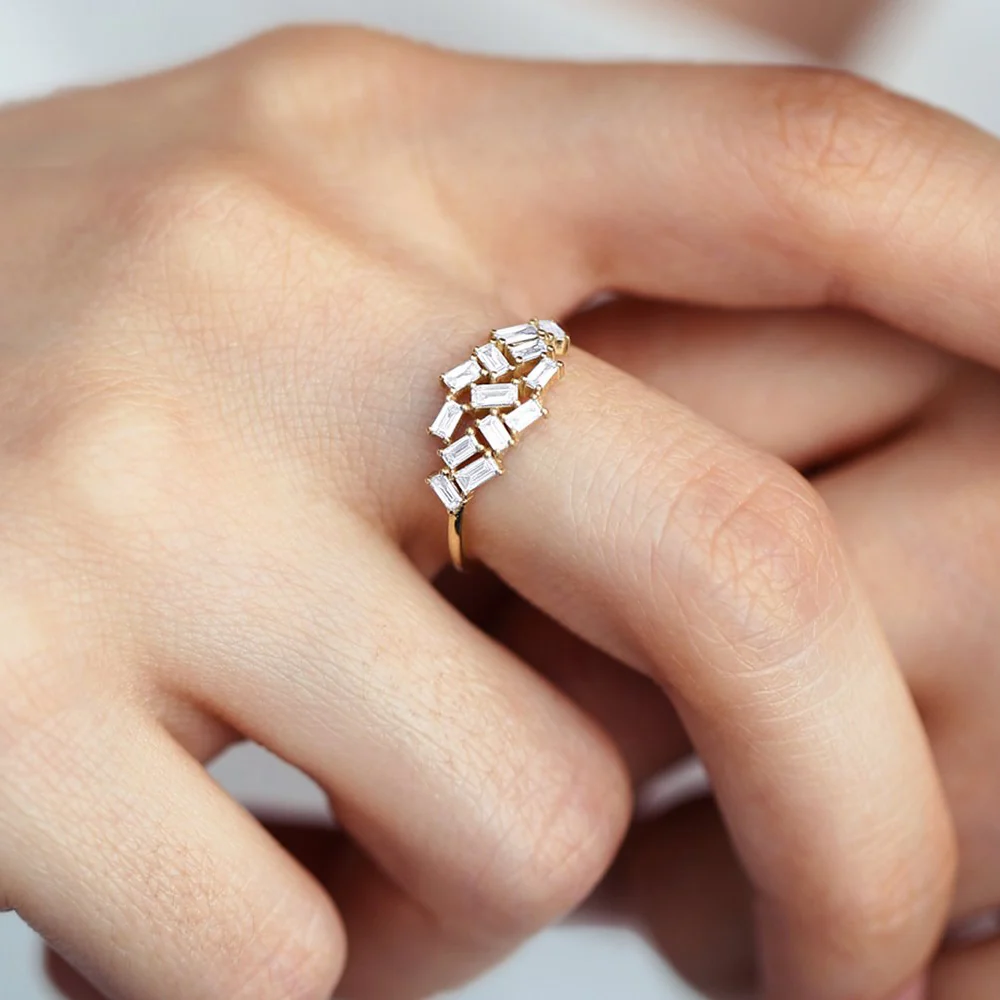 14k Baguette Diamond Cluster Ring - Image 4