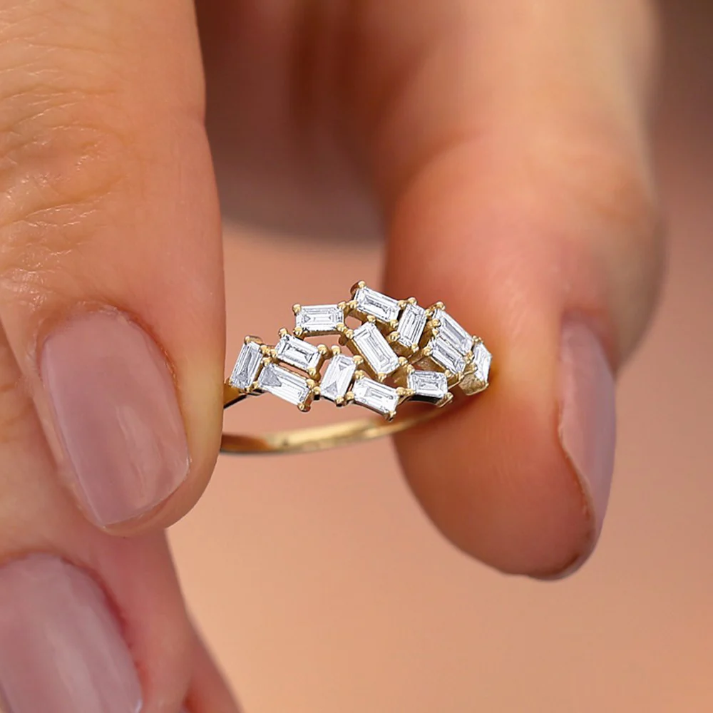 14k Baguette Diamond Cluster Ring - Image 6