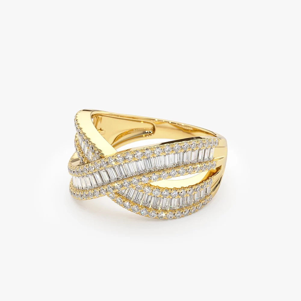 14k Baguette Diamond Crossover Ring - Image 8