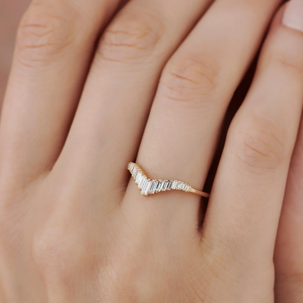 14K Baguette Diamond Curved Tiara Ring - Image 2