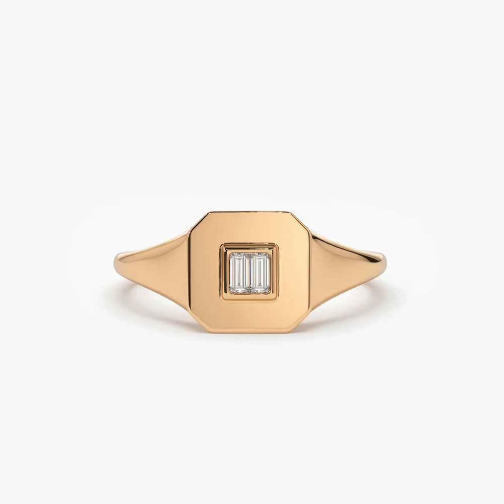 14k Baguette Diamond Pinky Ring - Image 5