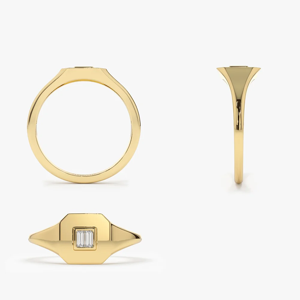 14k Baguette Diamond Pinky Ring - Image 8