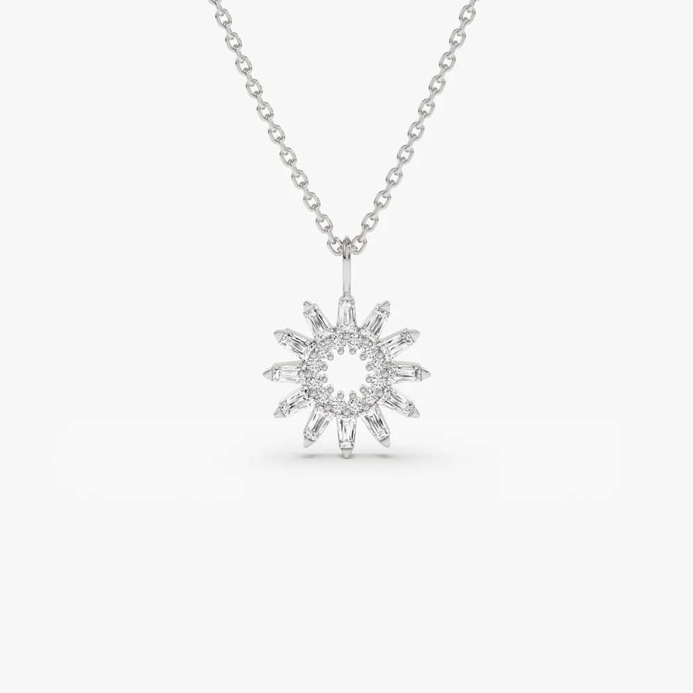 14k Baguette Diamond Star Pendant Necklace - Image 4