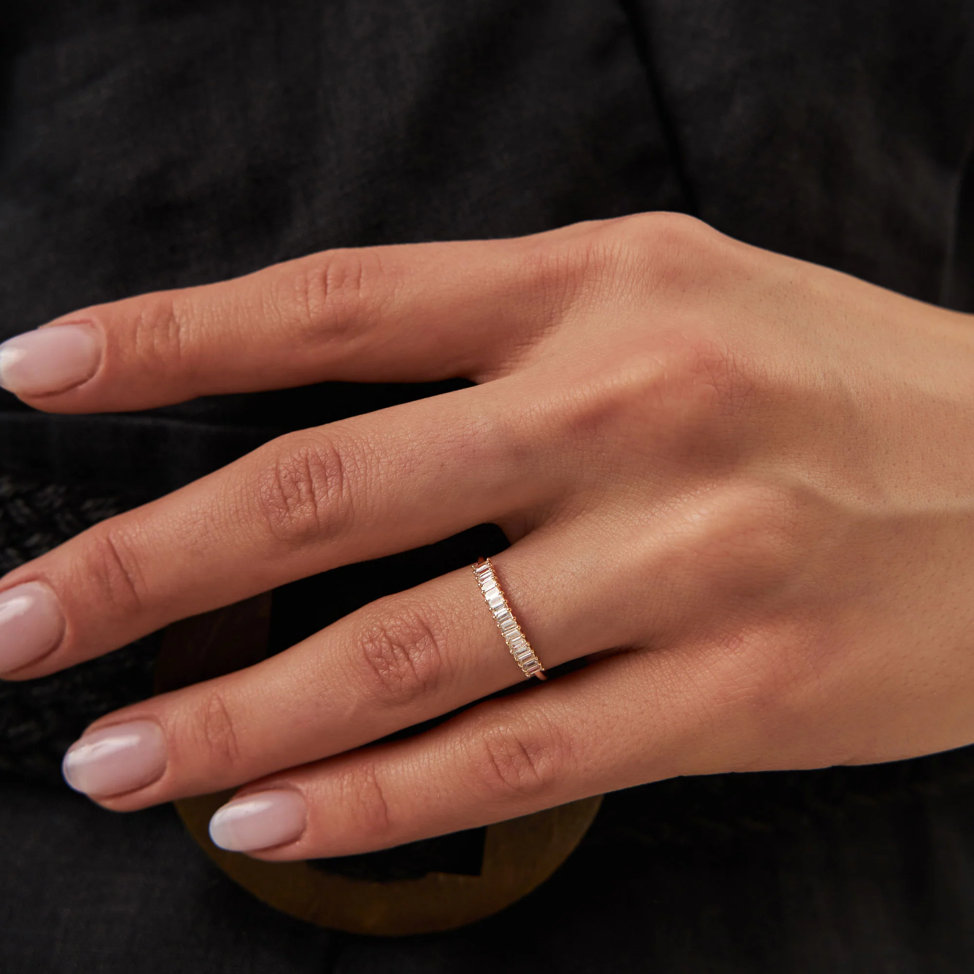 14k Baguette Diamond Wedding Band - Image 3