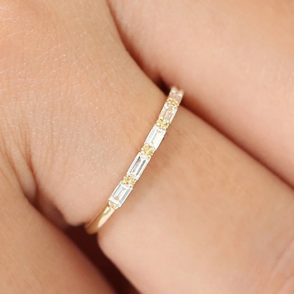 14K Gold Baguette Diamond Wedding Ring - Image 2