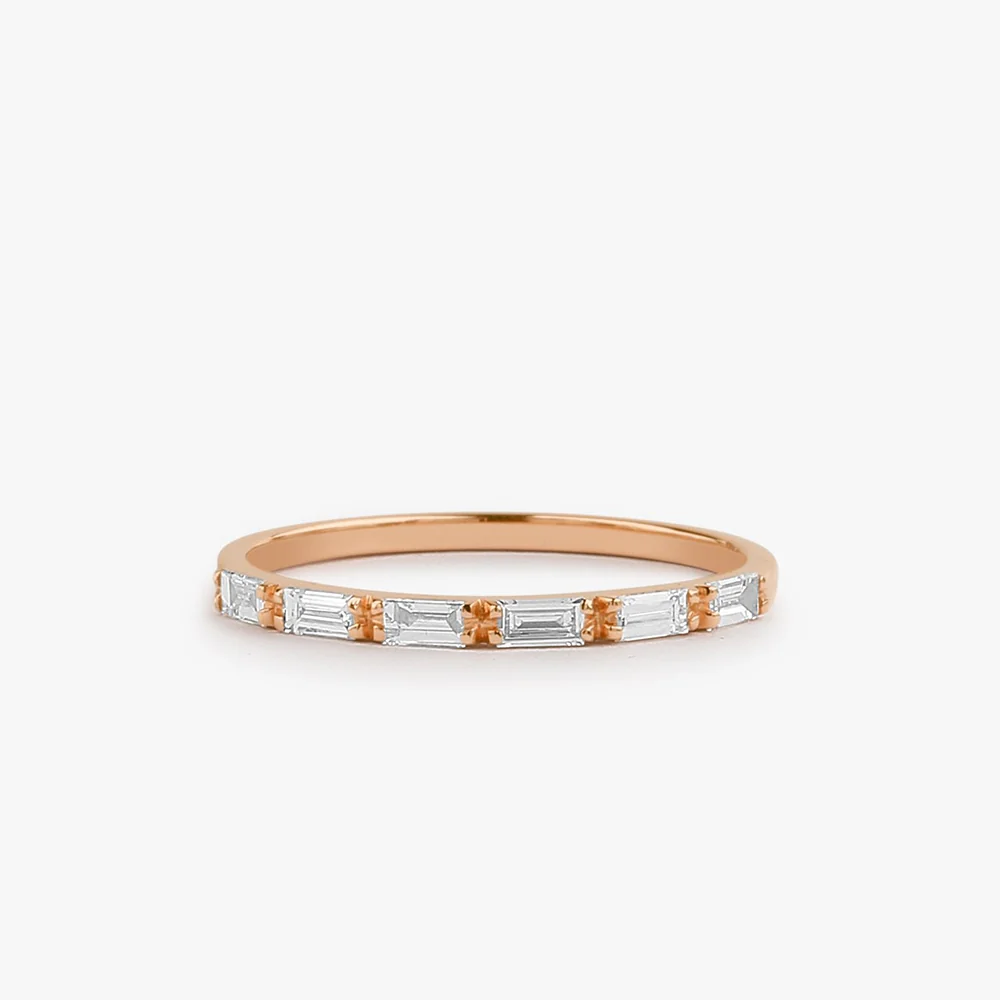 14K Gold Baguette Diamond Wedding Ring - Image 5