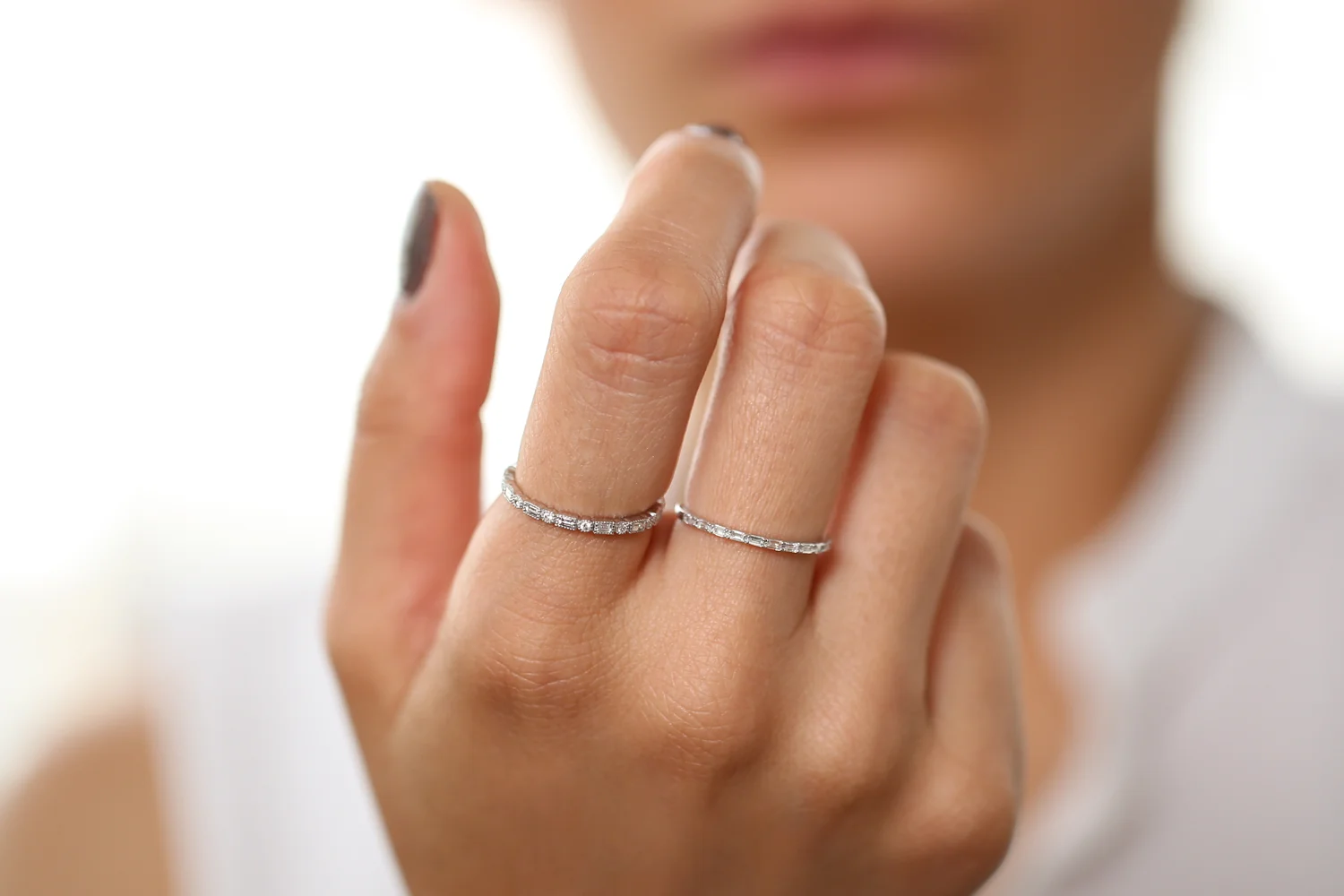 14K Baguette & Round Diamond Milgrain Bezel Full Eternity Ring - Image 11