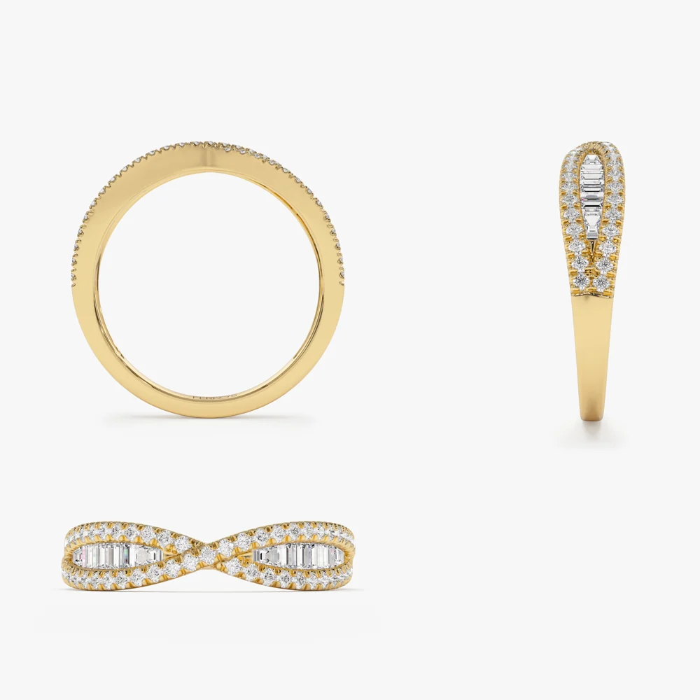 14k Baguette & Round Diamond Nesting Ring - Image 8