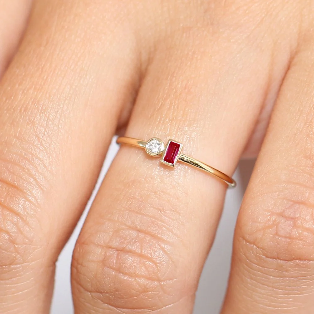14k Baguette Ruby and Diamond Ring - Image 2