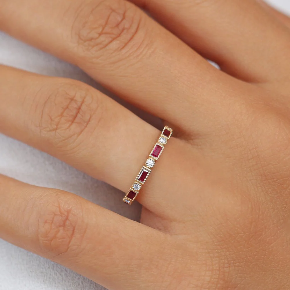 14k Baguette Ruby and Diamond Ring - Image 2
