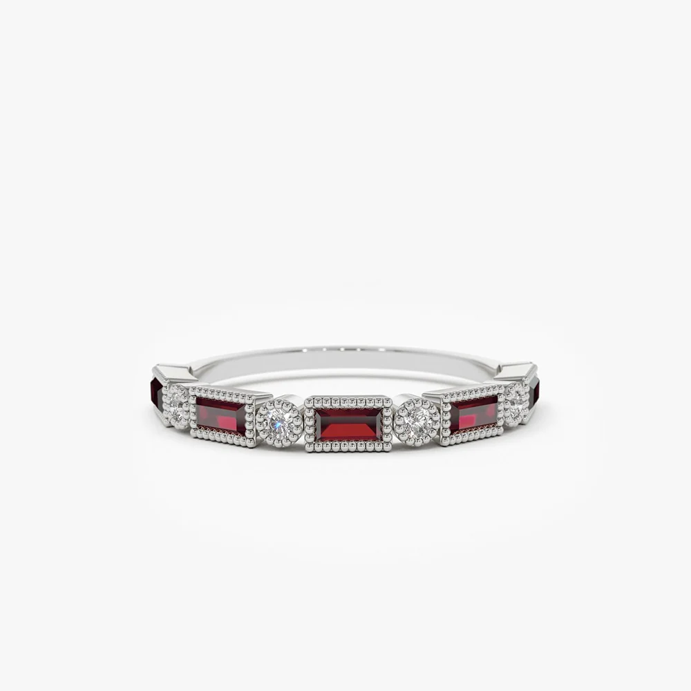 14k Baguette Ruby and Diamond Ring - Image 8