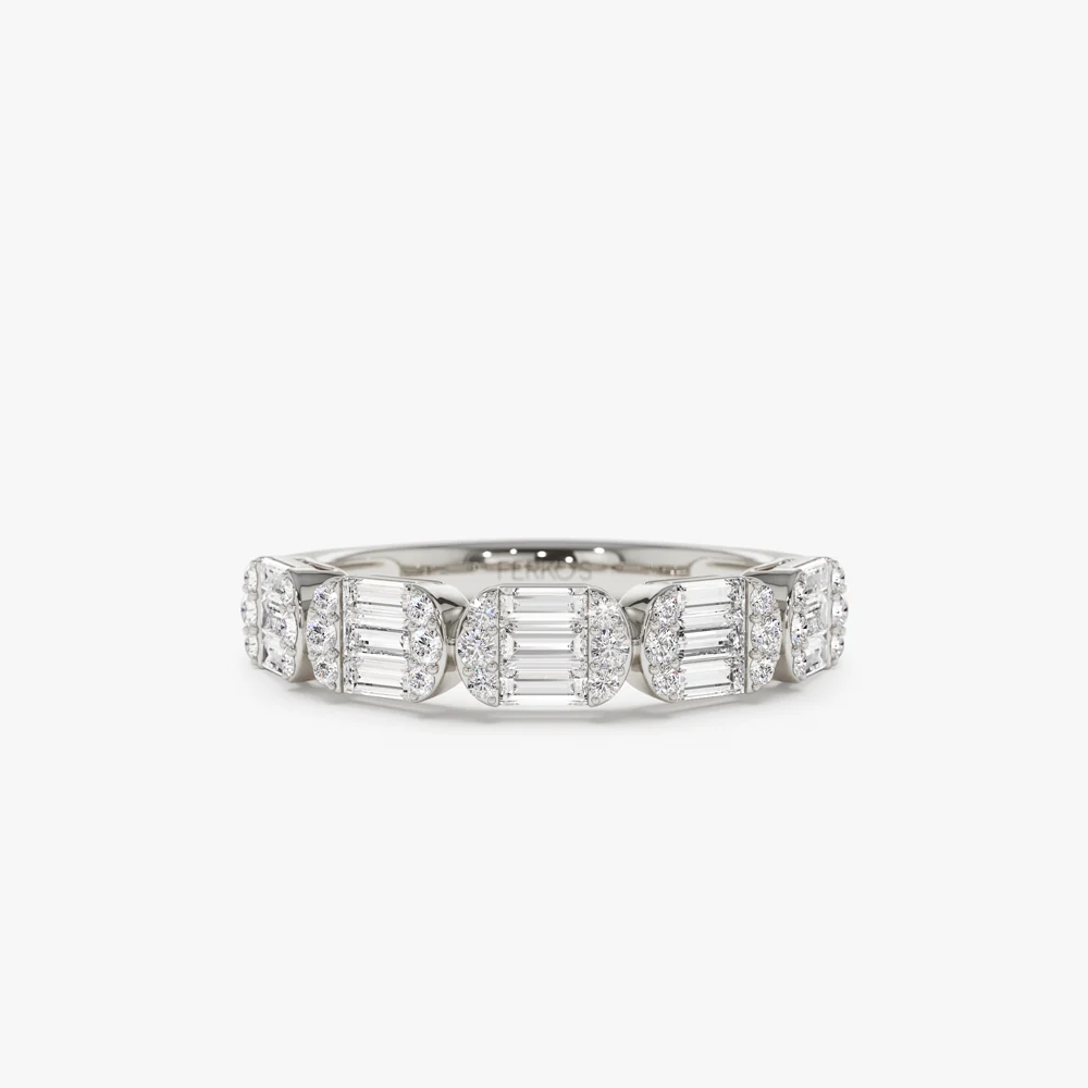 14k Baguette and Round Diamond Anniversary Ring - Image 7