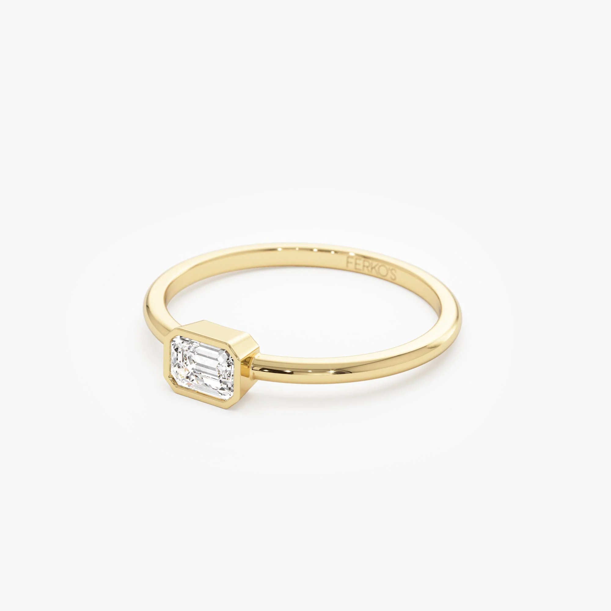 14k Bezel Set Emerald Cut Diamond Solitaire Ring - Image 5