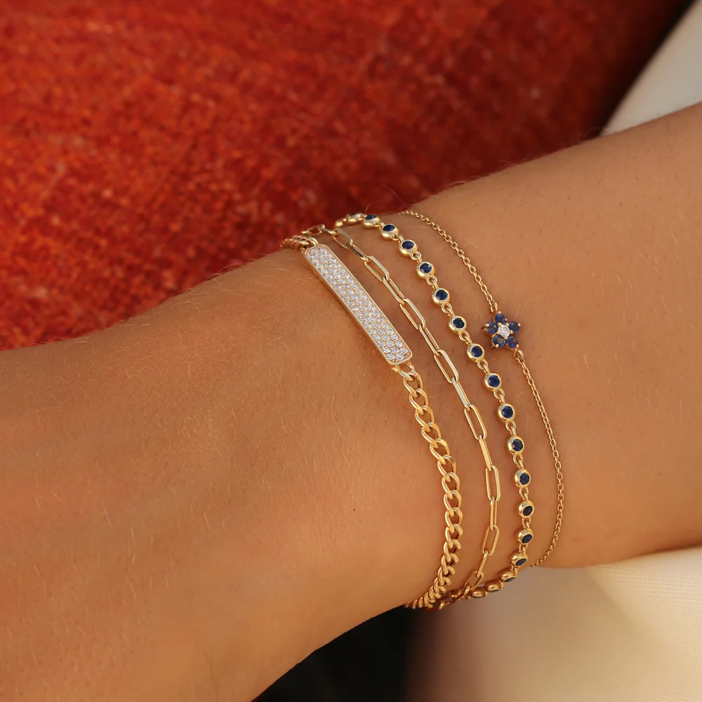 14k Bezel Set Sapphire Tennis Bracelet - Image 3