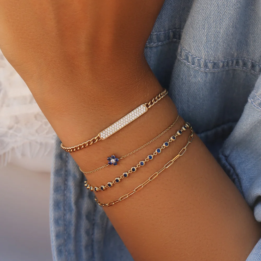 14k Bezel Set Sapphire Tennis Bracelet - Image 4