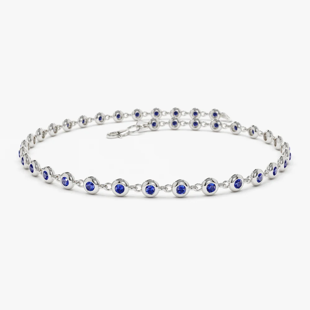 14k Bezel Set Sapphire Tennis Bracelet - Image 5