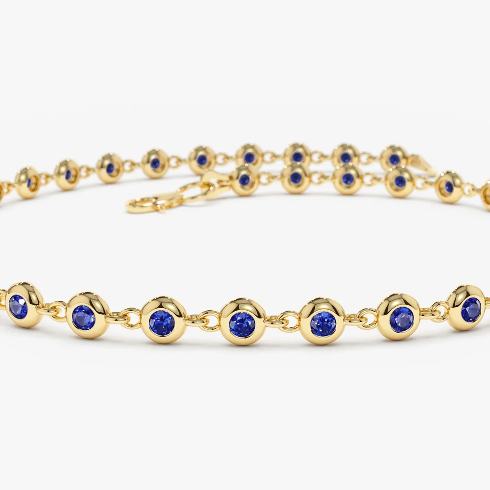 14k Bezel Set Sapphire Tennis Bracelet - Image 7