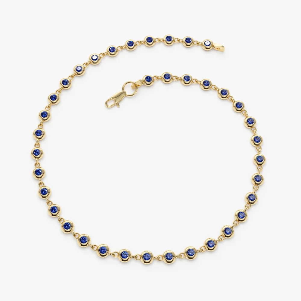 14k Bezel Set Sapphire Tennis Bracelet - Image 8
