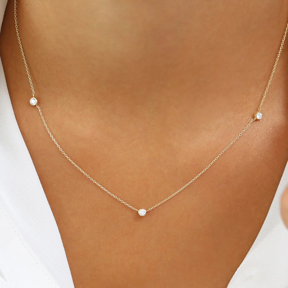 14k Bezel Setting Diamond by the Yard Necklace - Image 2