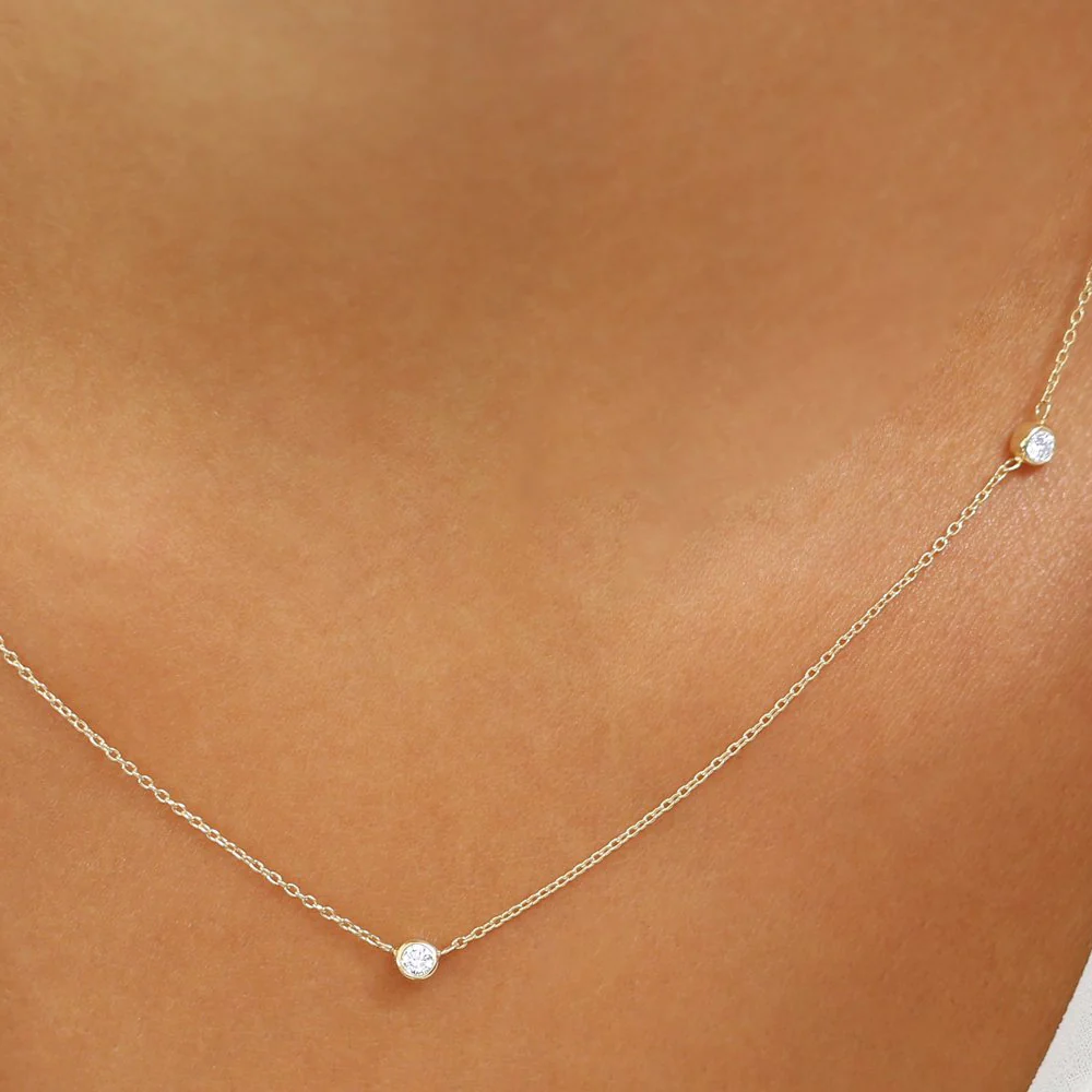 14k Bezel Setting Diamond by the Yard Necklace - Image 3