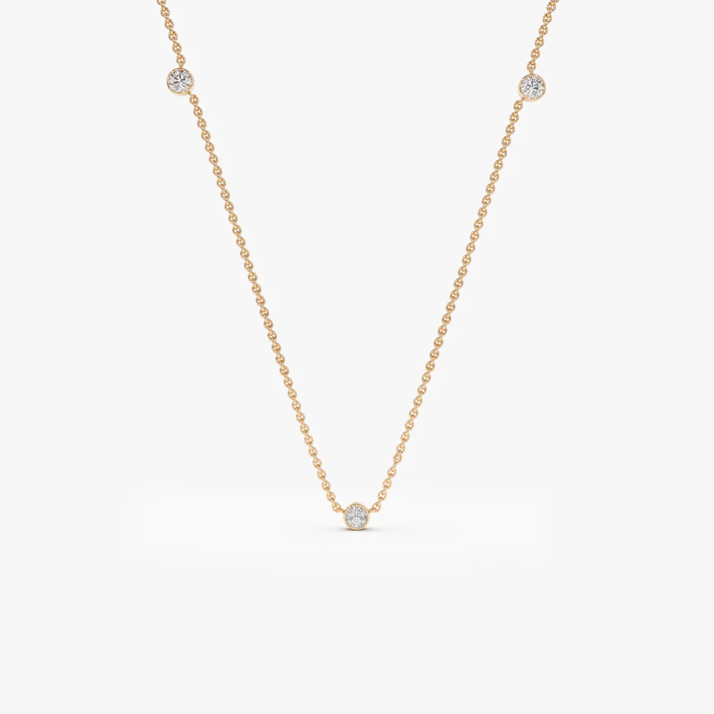 14k Bezel Setting Diamond by the Yard Necklace - Image 4