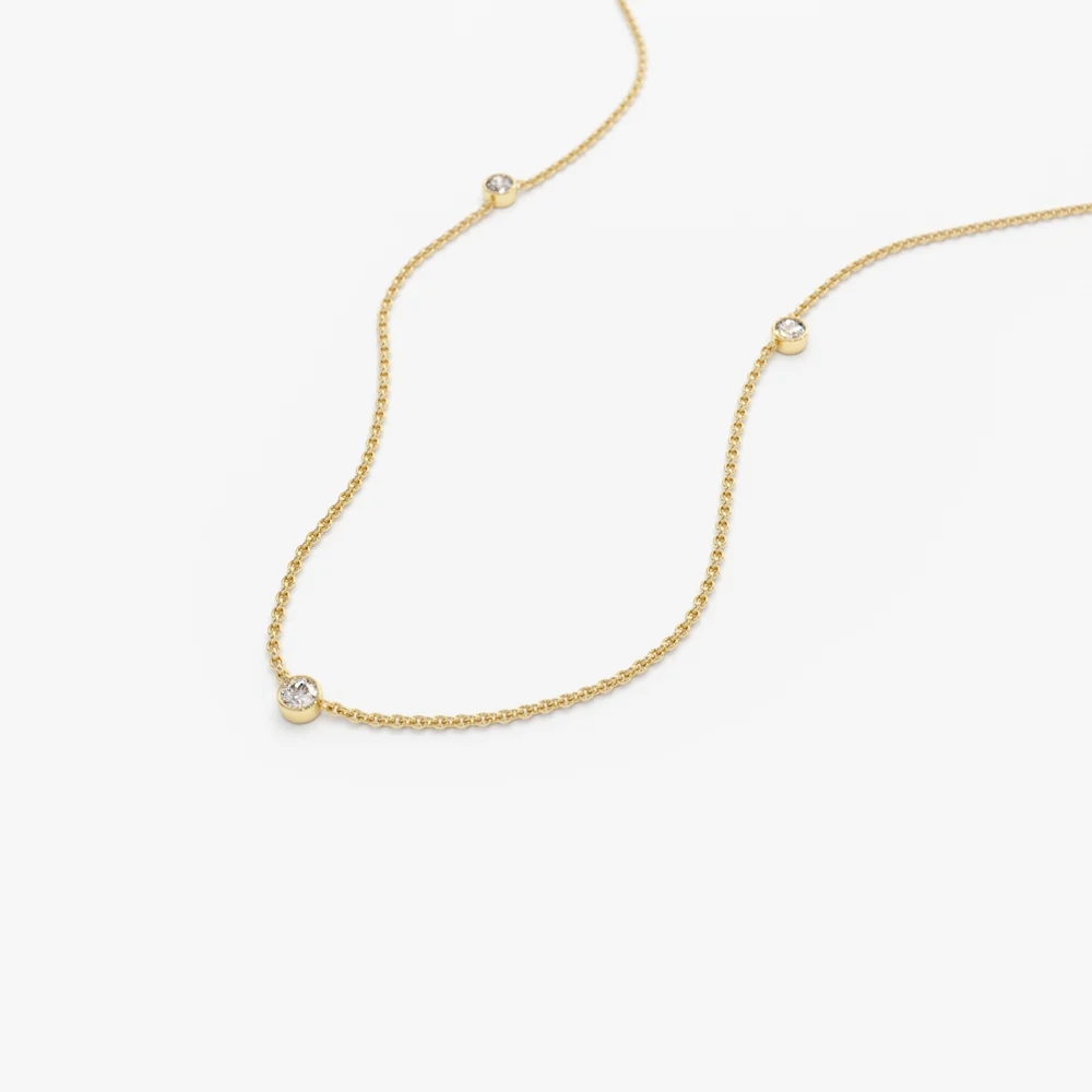 14k Bezel Setting Diamond by the Yard Necklace - Image 6