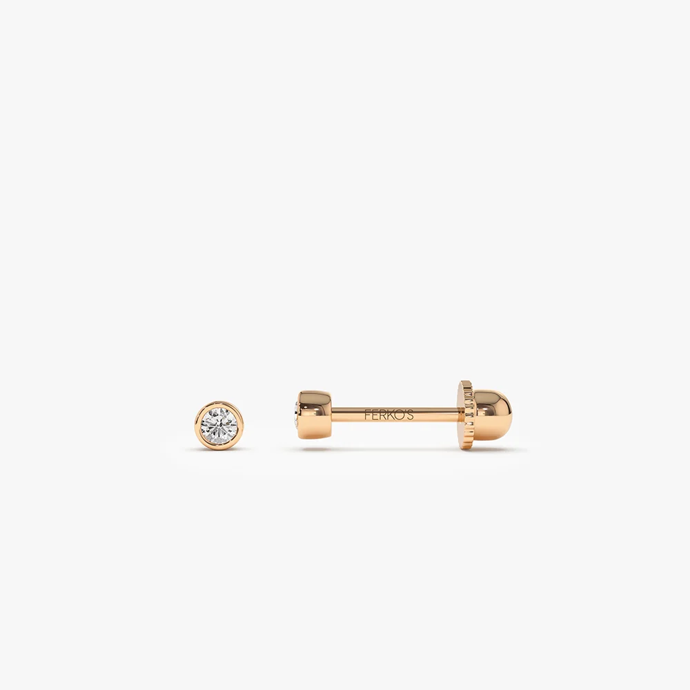 14k Bezel Setting Diamond Stud Piercing - Image 3