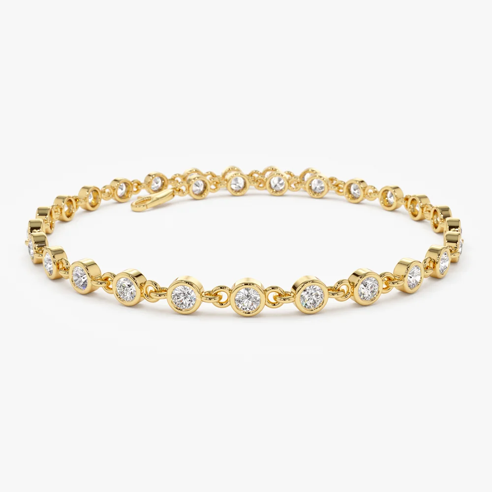 14k Bezel Setting Diamond Tennis Bracelet