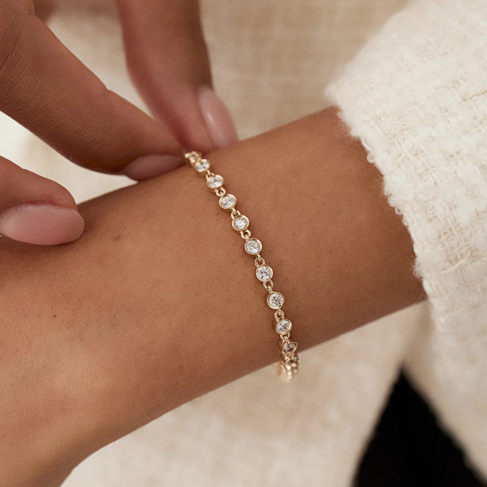 14k Bezel Setting Diamond Tennis Bracelet - Image 3