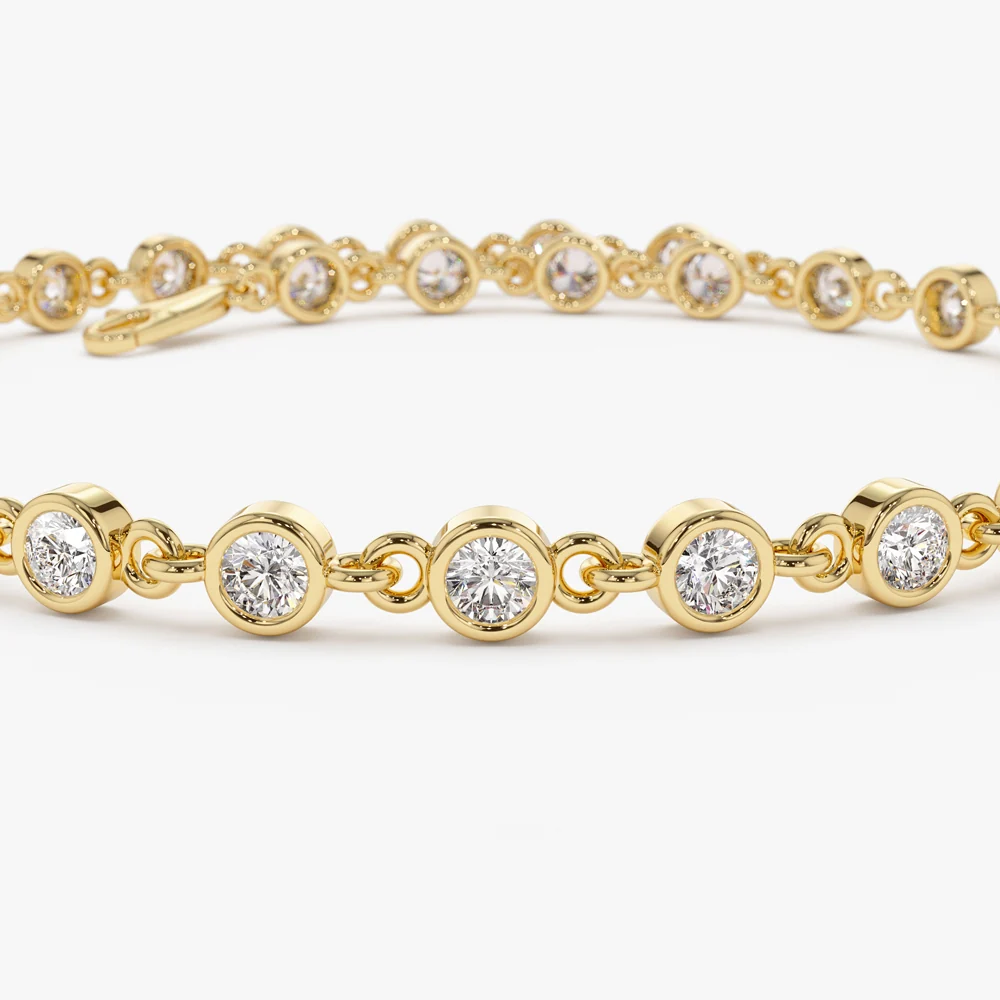14k Bezel Setting Diamond Tennis Bracelet - Image 6