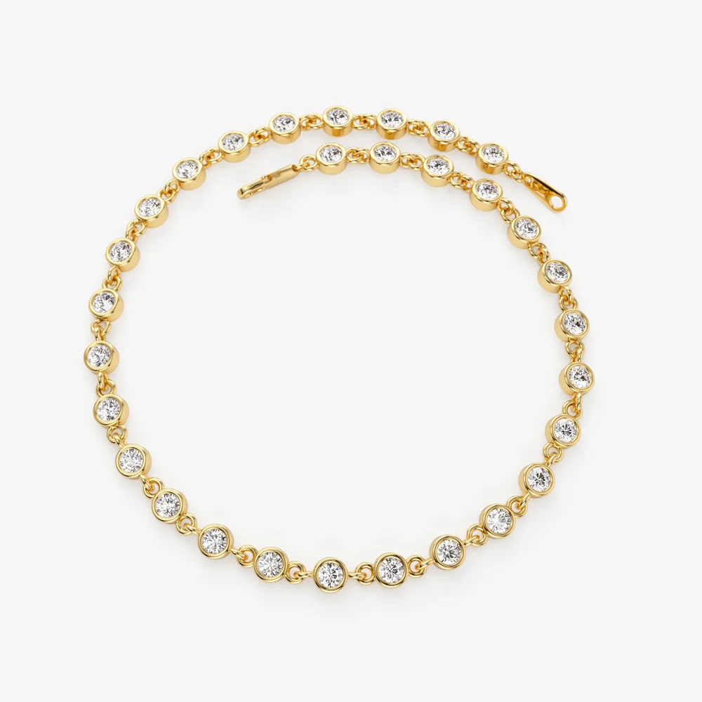 14k Bezel Setting Diamond Tennis Bracelet - Image 7