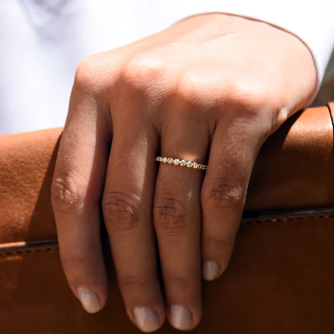 14K Gold Bezel Setting Round Brilliant Cut Diamond Eternity Ring - Image 2