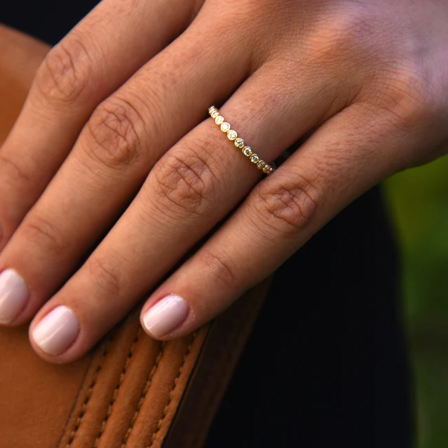 14K Gold Bezel Setting Round Brilliant Cut Diamond Eternity Ring - Image 3