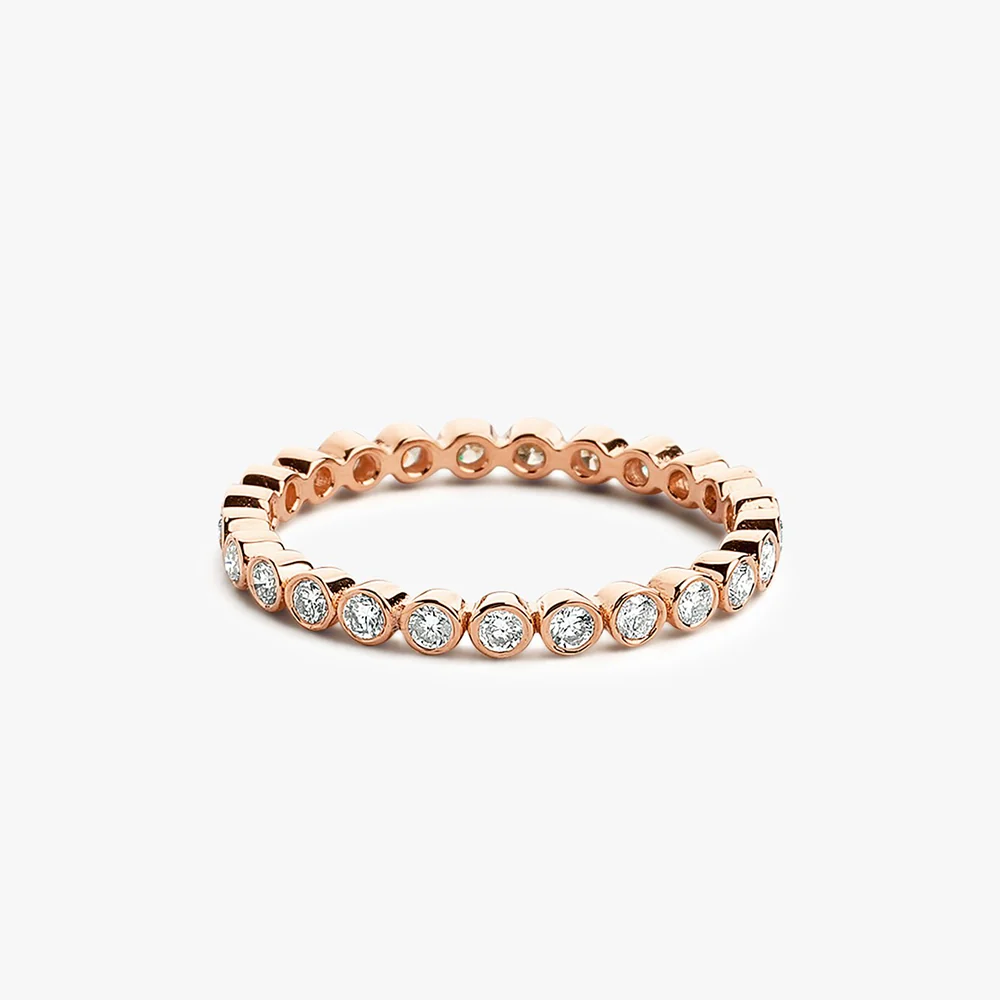 14K Gold Bezel Setting Round Brilliant Cut Diamond Eternity Ring - Image 4