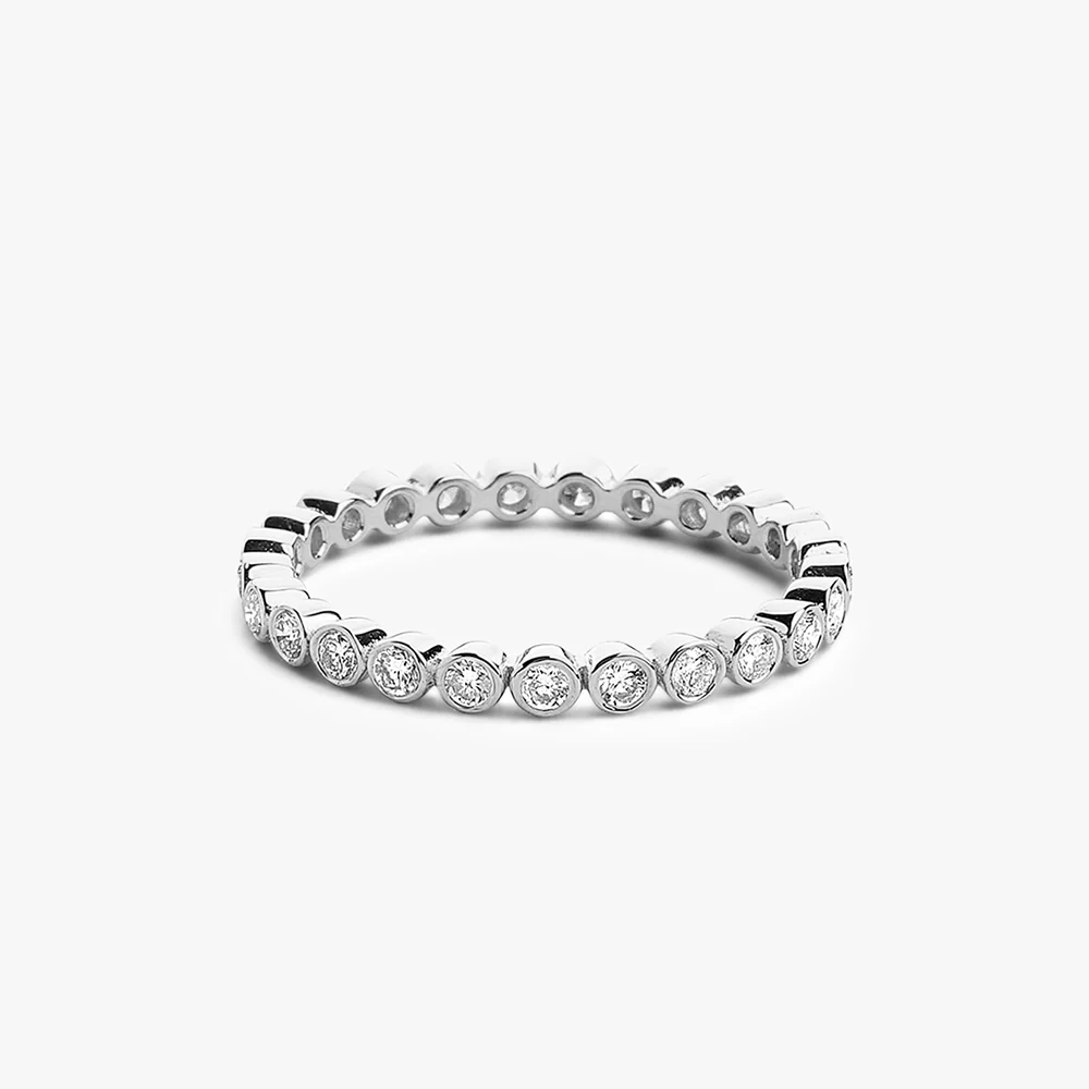 14K Gold Bezel Setting Round Brilliant Cut Diamond Eternity Ring - Image 5
