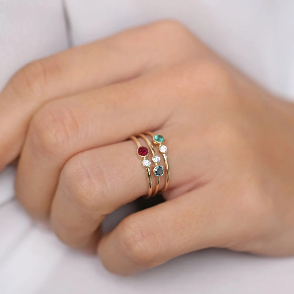14K Gold Bezel Setting Ruby and Diamond Ring - Image 4