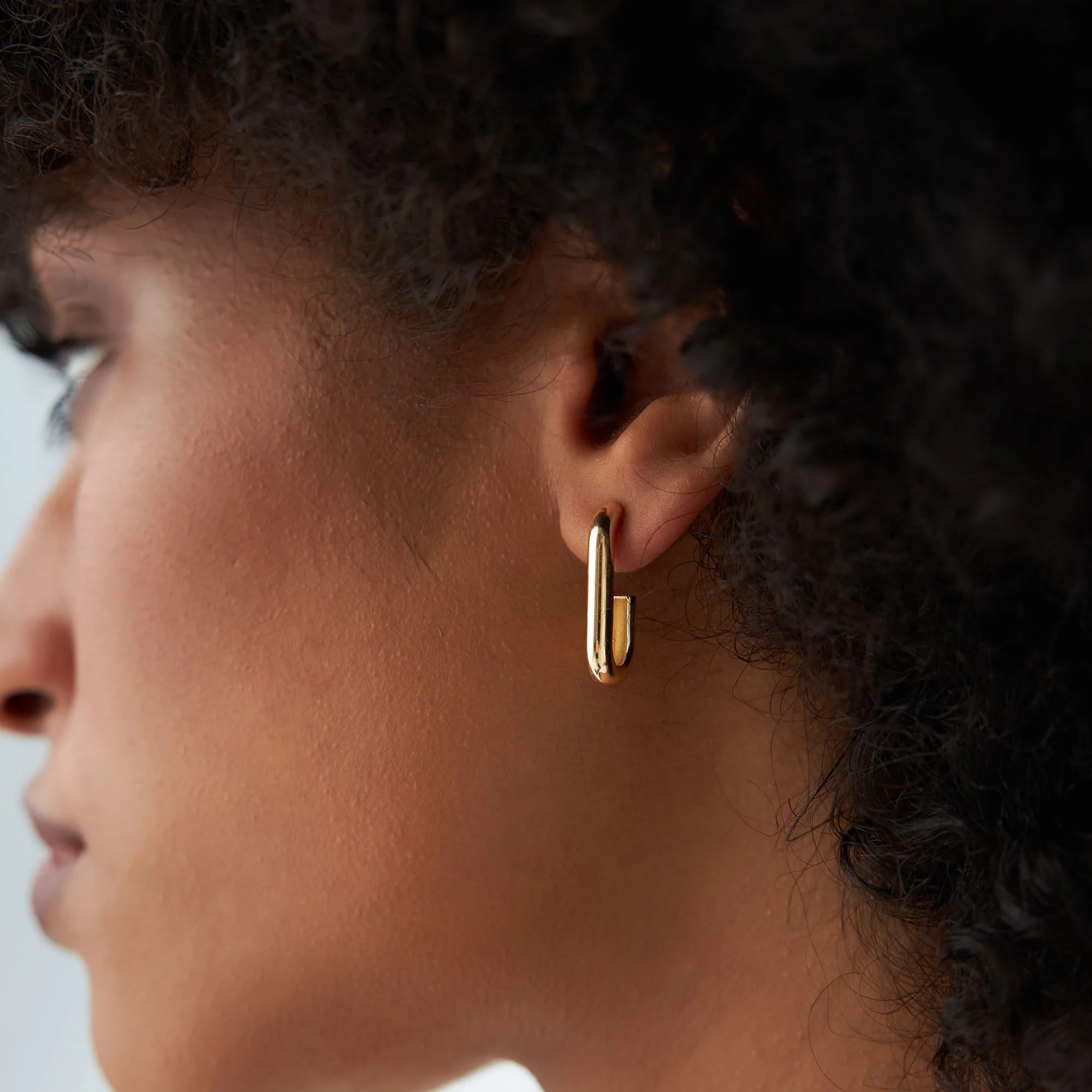 14k Bold Paper Clip Hoop Earrings - Image 4