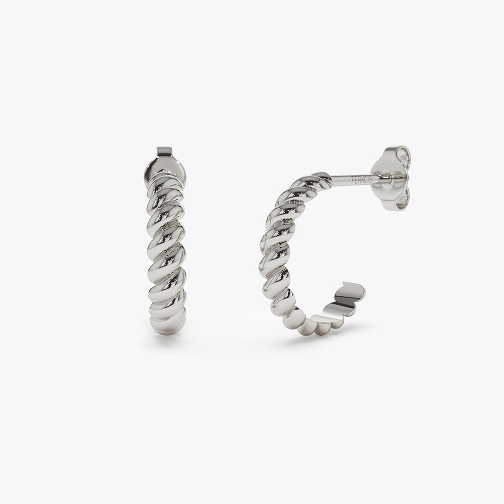 14k Braided 3MM Twist Earrings - Image 7