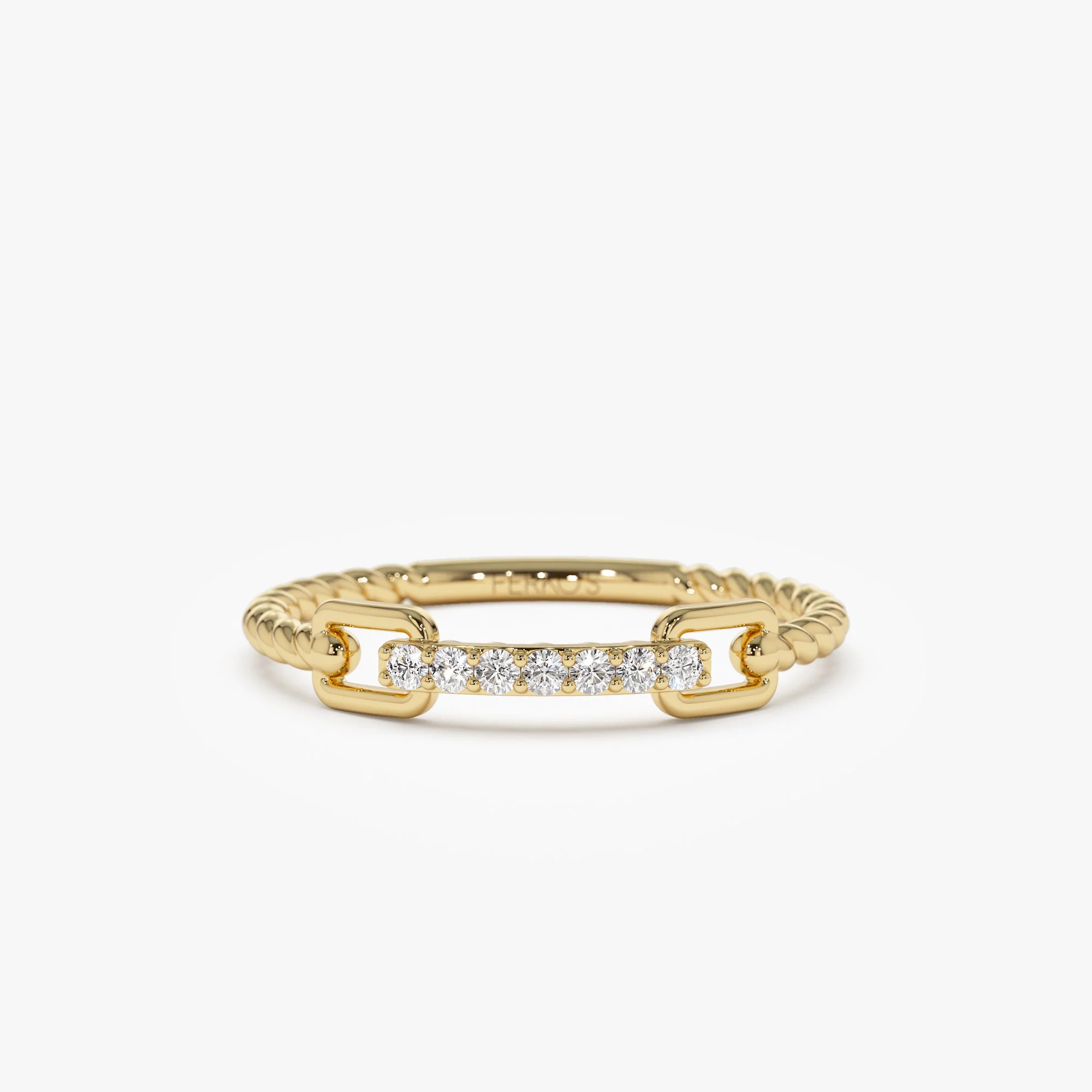 14k Braided Stackable Pave Diamond Ring