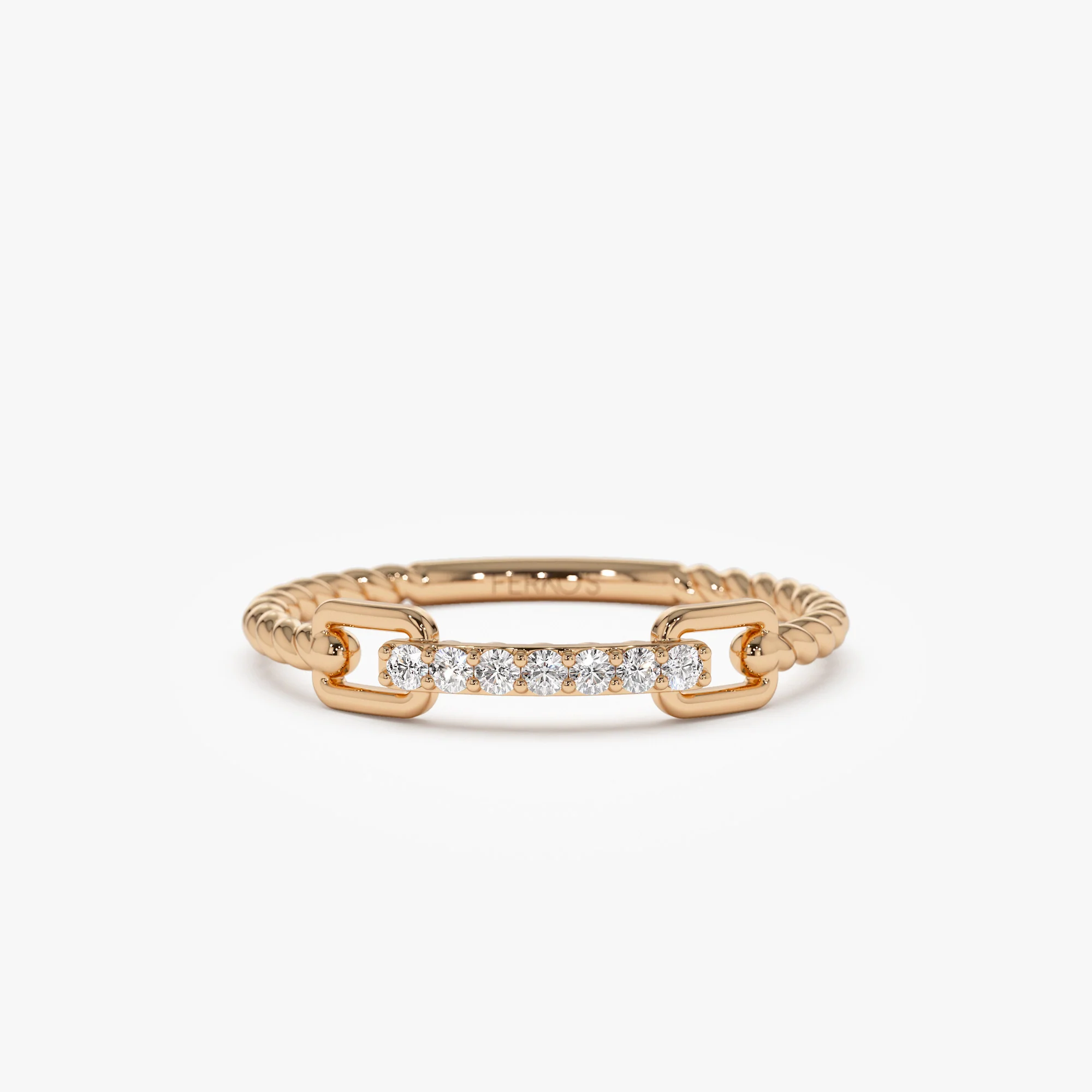 14k Braided Stackable Pave Diamond Ring - Image 3