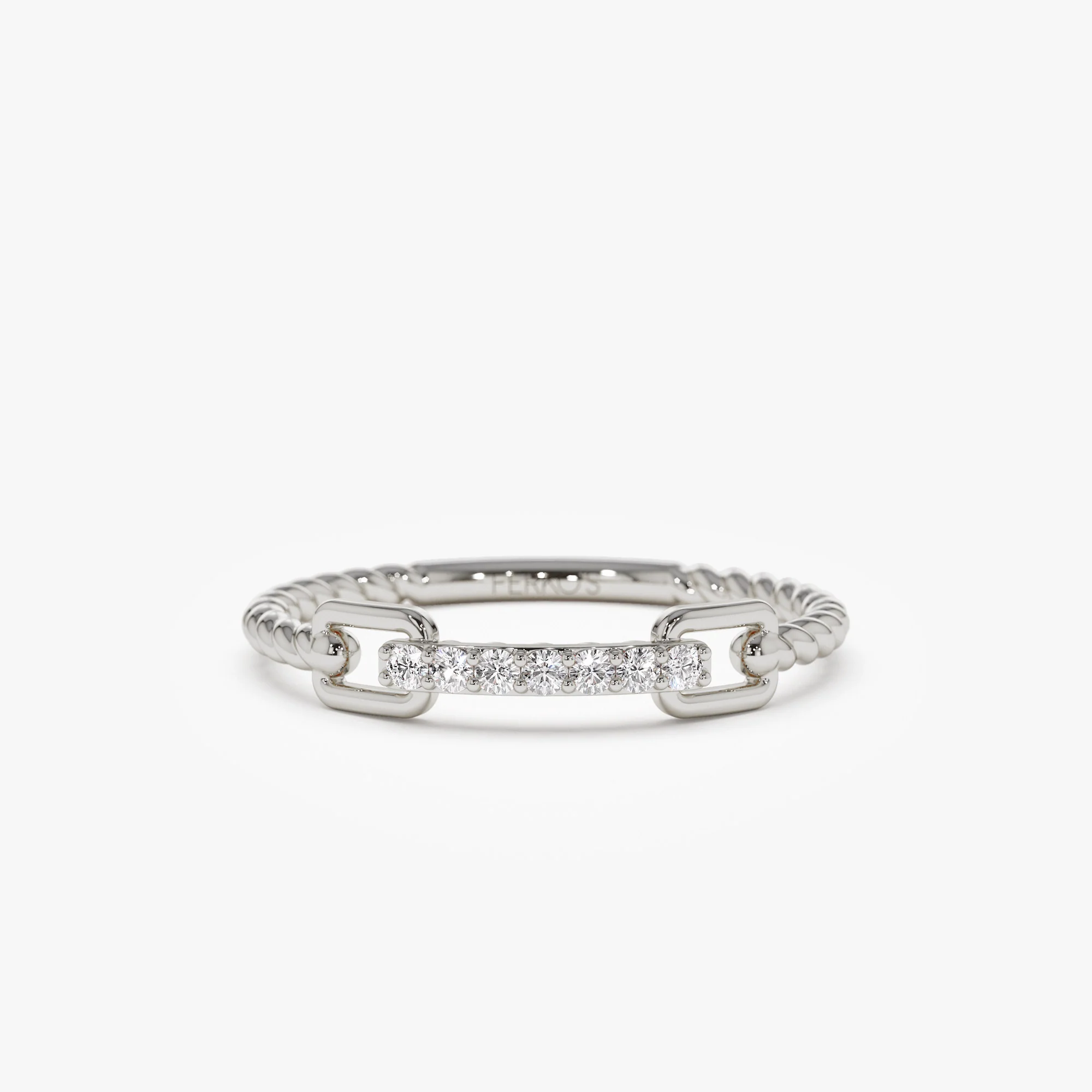 14k Braided Stackable Pave Diamond Ring - Image 4