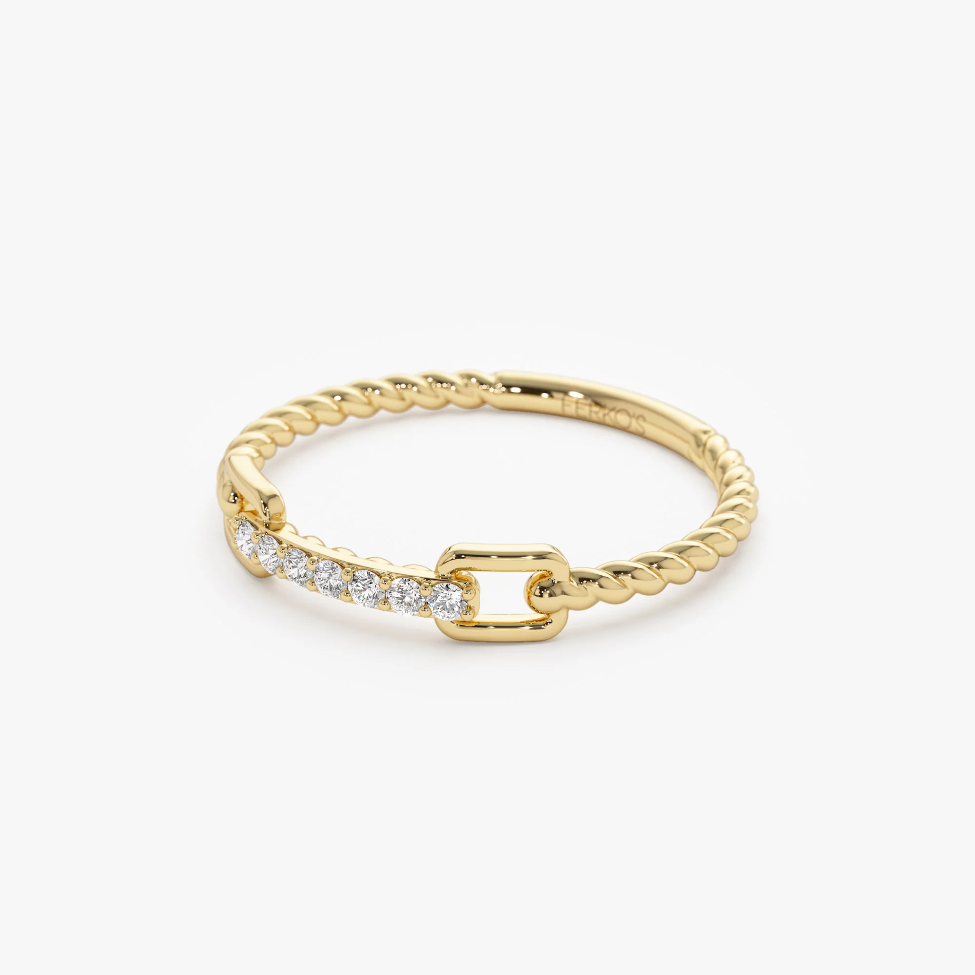 14k Braided Stackable Pave Diamond Ring - Image 5
