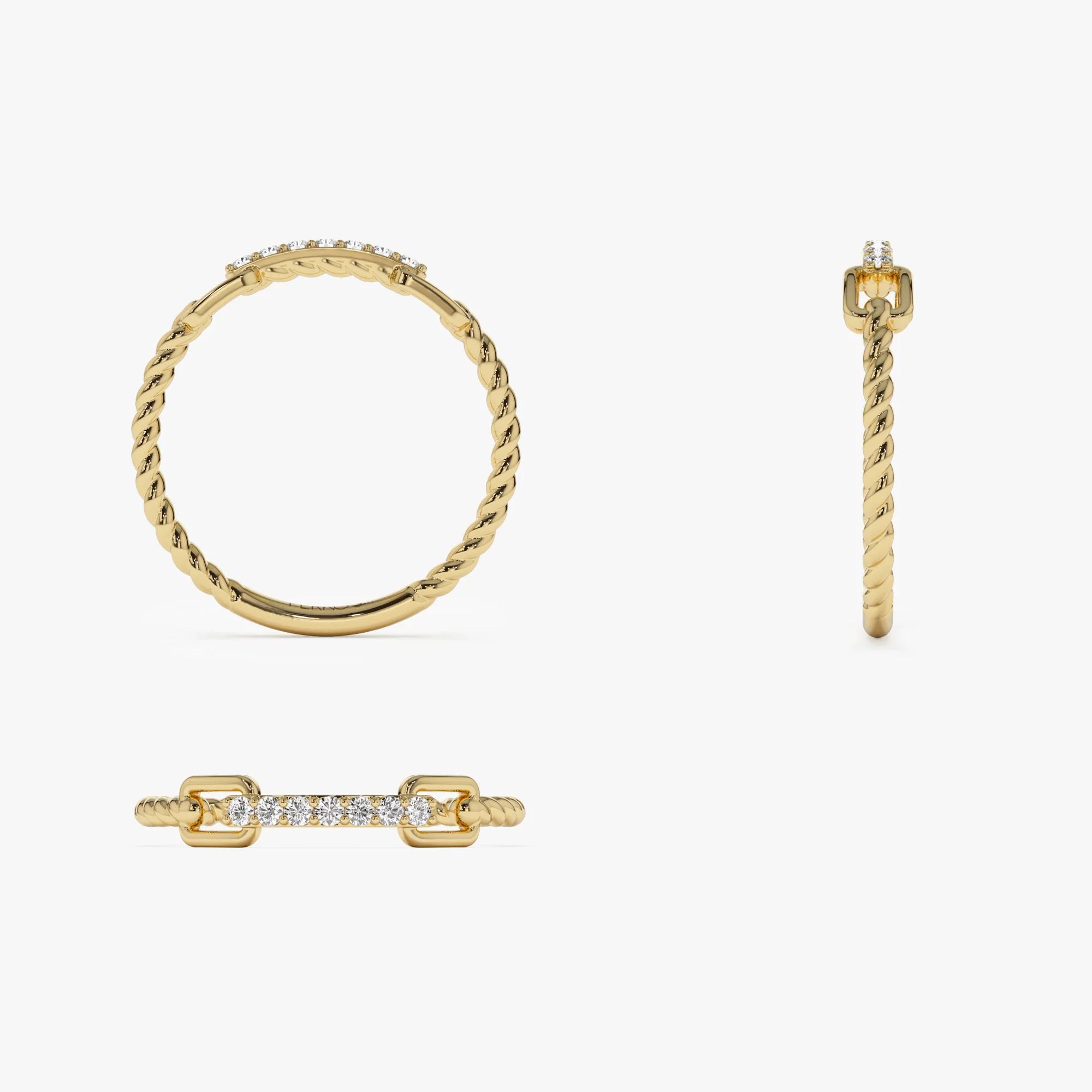 14k Braided Stackable Pave Diamond Ring - Image 6